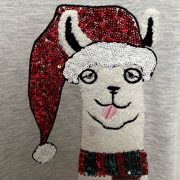Philosophy Republic Clothing Christmas sequined llama soft crewneck sweatshirt - Picture 2 of 6